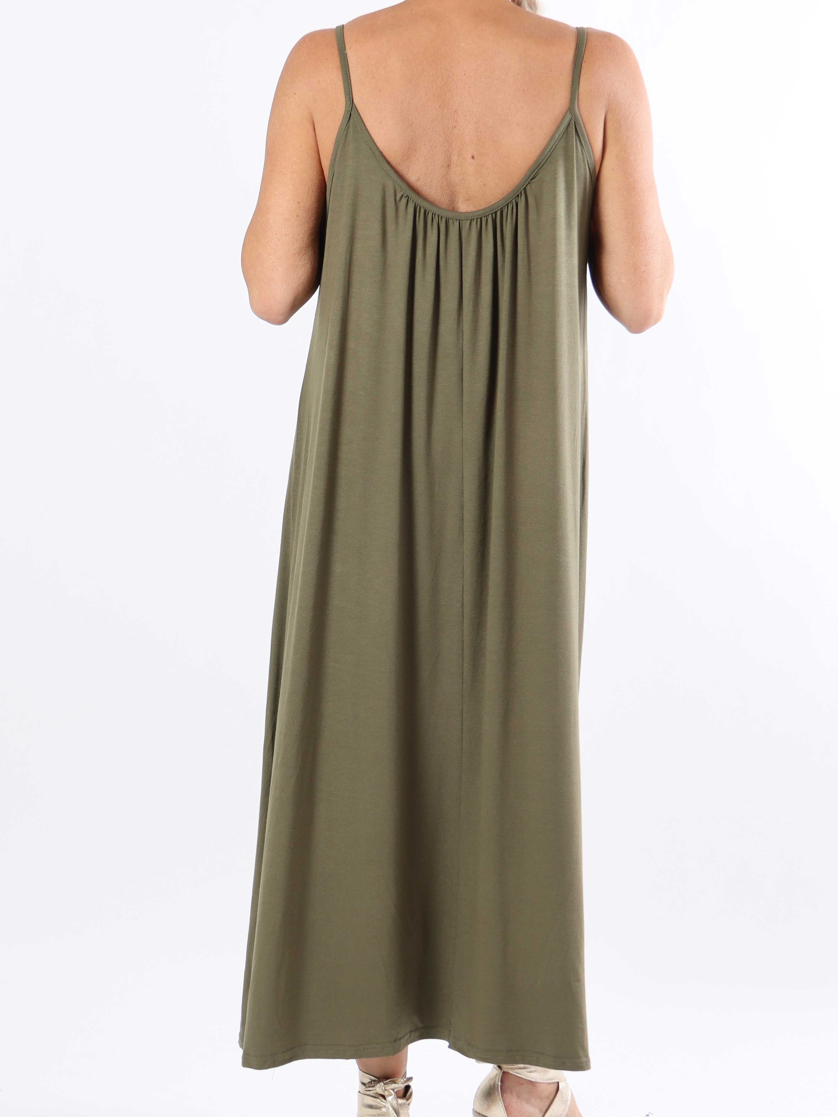 Olivia - Lang plus size stropkjole i viskose